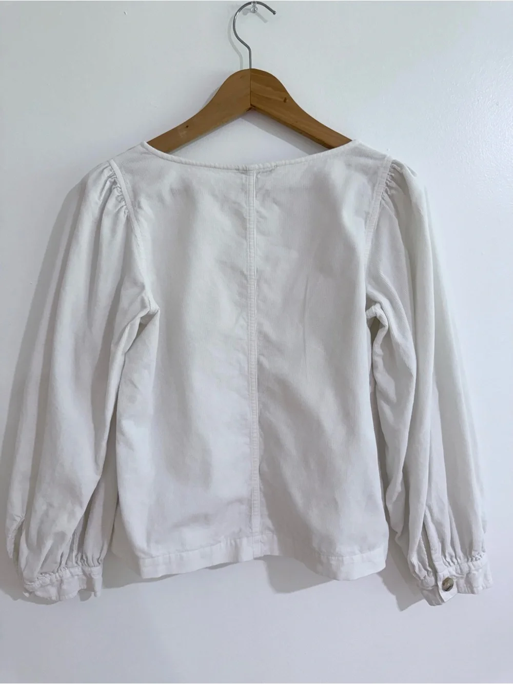 Madewell Corduroy Shirred Puff Sleeve Button Top S